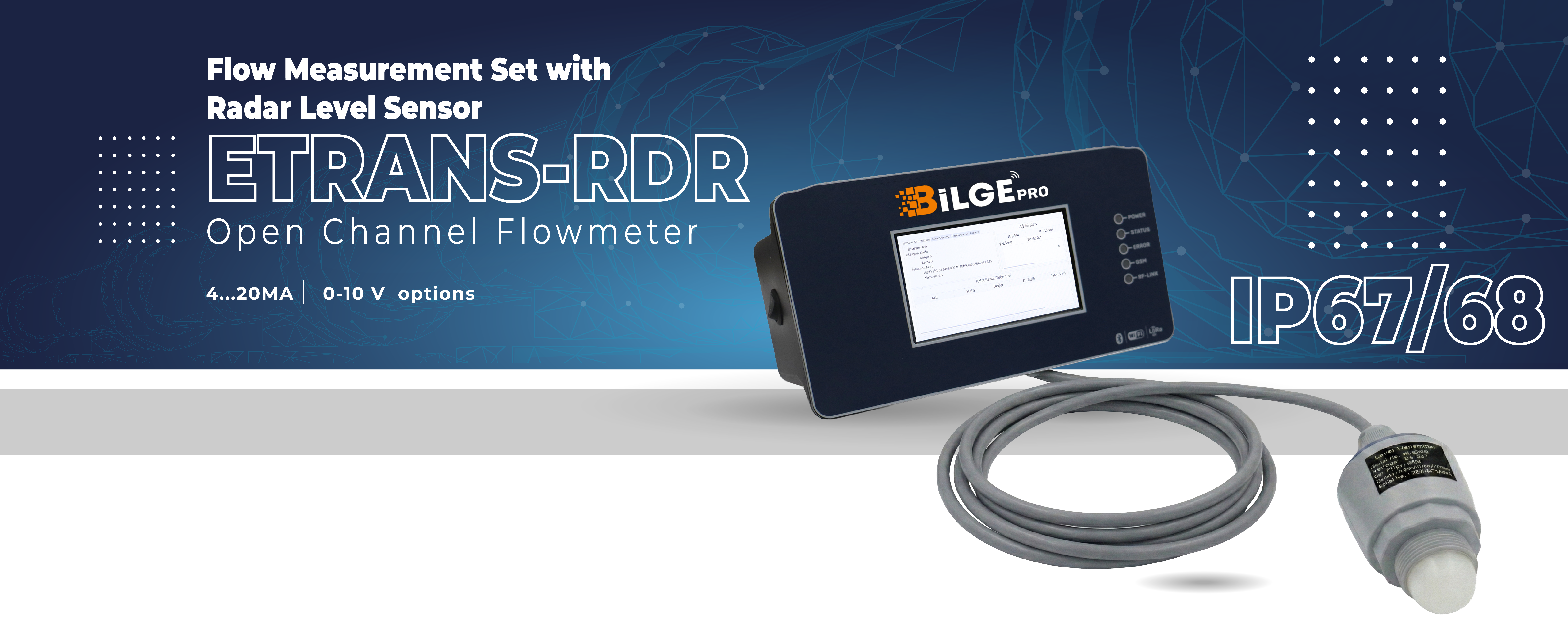 Etrans-RDR Series Open Channel Flow Measurement Set with Radar Level Sensor